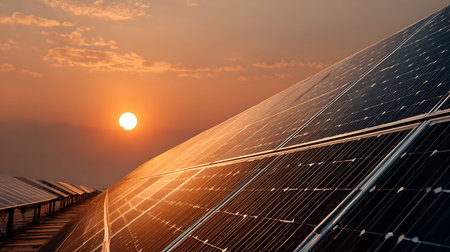 Solar panels, photovoltaic, alternative electricity source - concept of sustainable resources
