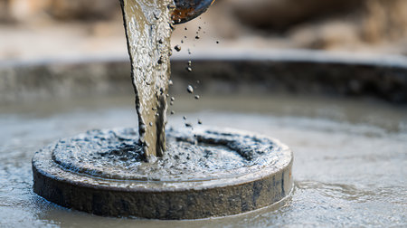 Pouring water from a well to a bowl, close-upの写真素材