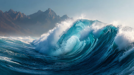 Blue ocean wave. 3D render of a blue ocean wave.