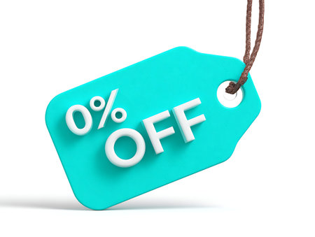 A close-up view of a teal price tag with a subtle texture and stitched border. The tag features the...
