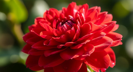 Beautiful red dahlia flower in the garden, close upの素材