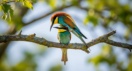 European bee eater (Merops apiaster) sitting on a branchの素材