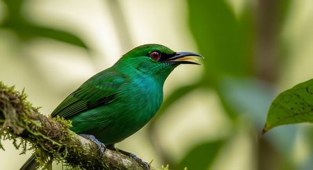 Beautiful Green-billed Honeycreeper  Pycnonotus lunatus  in natureの素材