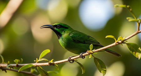 Beautiful Green Bee-eater bird on a branch in natureの素材