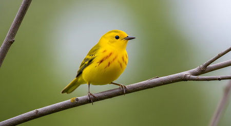 Yellow Warbler (Aegithalos caudatus) on a branchの素材