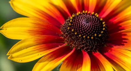 Close up of a yellow and red rudbeckia flower in bloomの素材