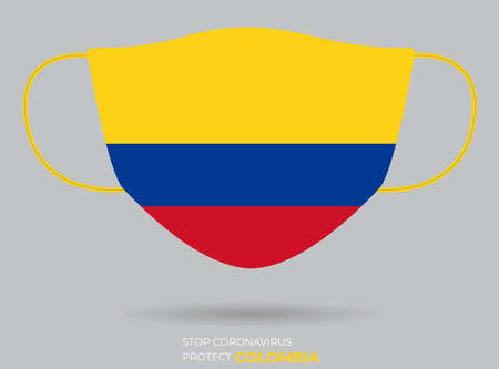 Coronavirus in COLUMBIA.Graphic Vector of surgical mask with COLUMBIA flag.2019-nCoV or CoVid-19. Medical face mask as concept of coronavirus quarantine. Coronavirus outbreak.use for printing eps Fileのイラスト素材