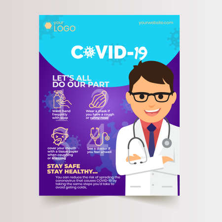 Covid-19 Corona Virus Protection 
Social Awareness A4 Printable Flyerのイラスト素材