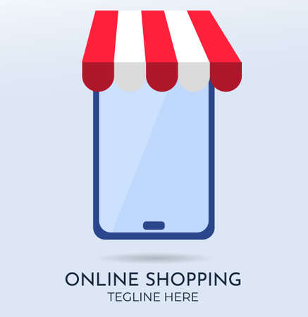 Online e-commerce Shopping Logo Mobile, Laptop Vector.のイラスト素材