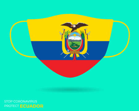 Coronavirus in ECUADOR.Graphic Vector of surgical mask with ECUADOR flag.(2019-nCoV or CoVid-19).Medical face mask as concept of coronavirus quarantine. Coronavirus outbreak. use for printing eps Fileのイラスト素材
