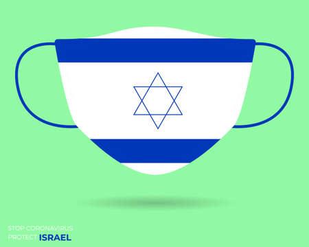 Coronavirus in ISRAEL.Graphic Vector of surgical mask with ISRAEL flag. (2019-nCoV or CoVid-19). Medical face mask as concept of coronavirus quarantine. Coronavirus outbreak. use for printing eps Fileのイラスト素材
