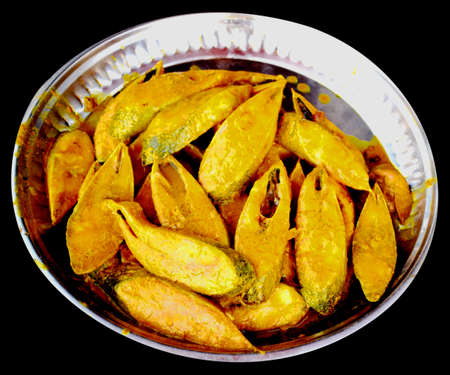 Traditional delicious cutting hilsha fish,The National Fish of Bangladesh.の写真素材