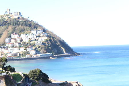Blue sea view and island homesの写真素材