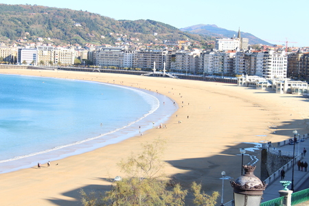 Beautiful view of beach coast and urban areaの写真素材