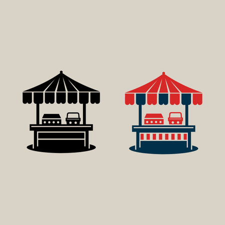 Elegant Stall Silhouette With Color Vector Designのイラスト素材