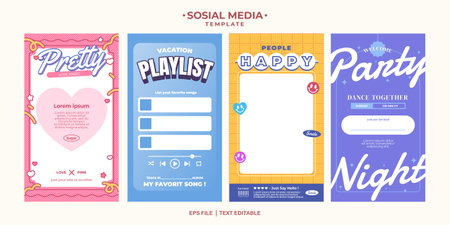colorful social media stories collection premiumのイラスト素材