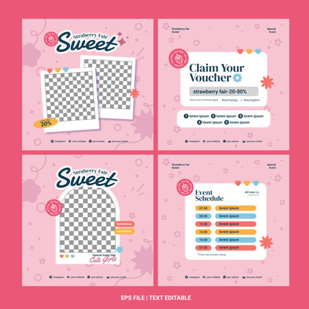 Cute pink social media post event templateのイラスト素材