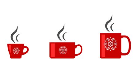 Snowflake Mug Vector Set on Whiteのイラスト素材
