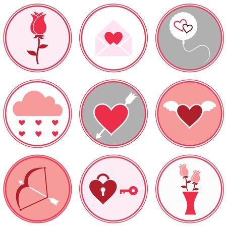 Valetines Sticker Icon Vector Set on Whiteのイラスト素材