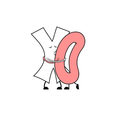 XO Characters Embrace Vector on Whiteのイラスト素材