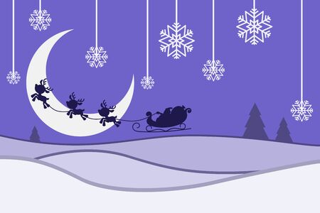 Christmas Eve Sleigh Ride Vector Illustration Backgroundのイラスト素材