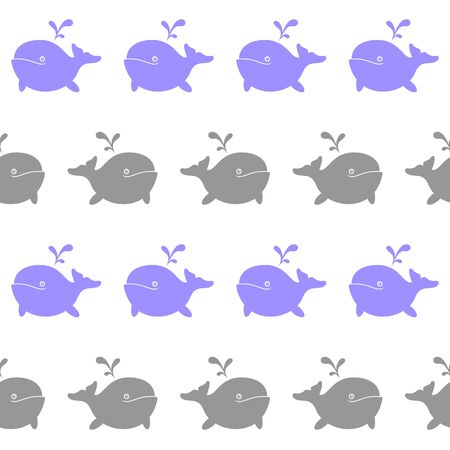 Cute Seamless Whale Pattern on Whiteのイラスト素材