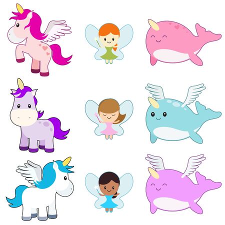 Cute Magical Creature Illustration Setのイラスト素材