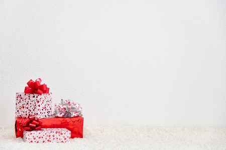 White wall texture with a red boxesの写真素材