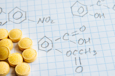 Chemistry science formulas on squared sheet of paper