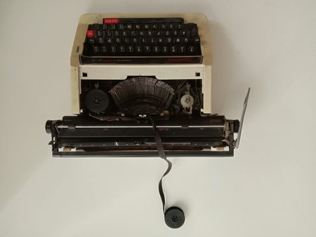 Old typewriter and typewriter ribbon
