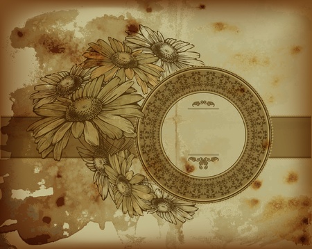 Antique chamomile Floral Templates のイラスト素材