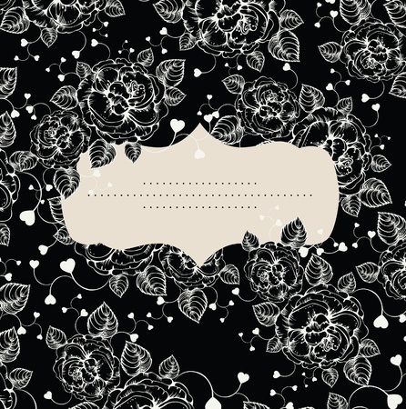 Flower background with frame and blooming roses のイラスト素材