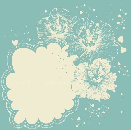 Frame with flowering hibiscus and the heart.のイラスト素材