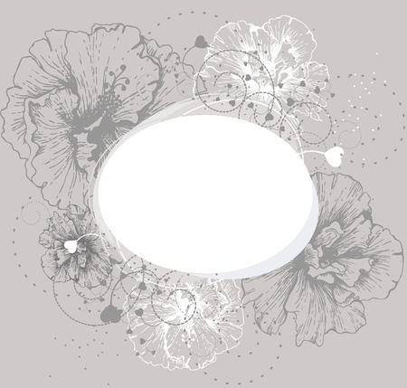 Round frame with hibiscusのイラスト素材