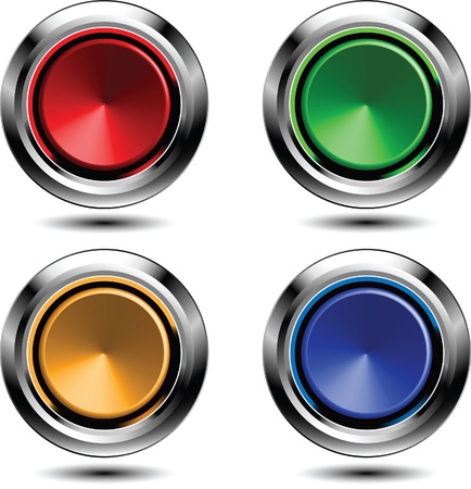 Set of colored buttons with chrome stroke のイラスト素材