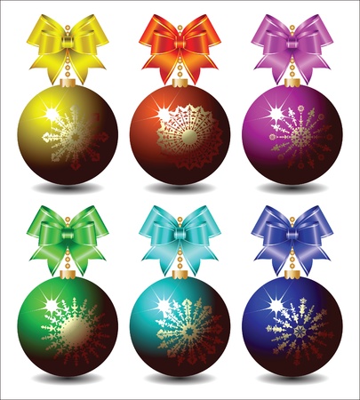 set of balls with snowflakes のイラスト素材