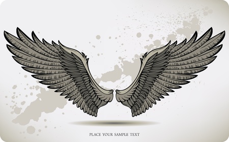 Wings, hand drawing. Vector illustration.のイラスト素材