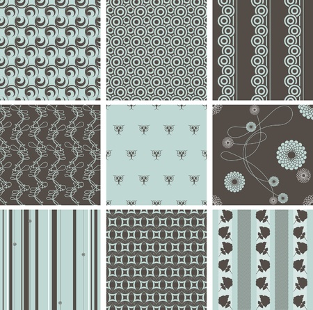 Collection of seamless textile wallpapers.のイラスト素材