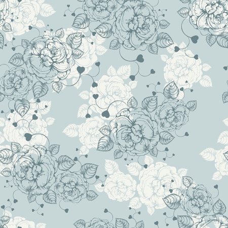 Seamless floral wallpaper with roses.のイラスト素材