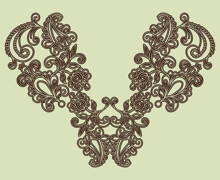Neckline embroidery fashionのイラスト素材