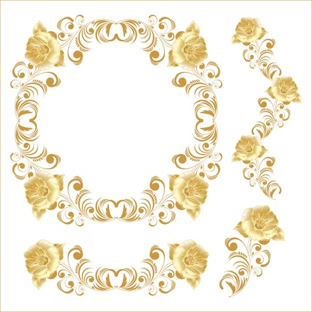 set of floral vignettesのイラスト素材