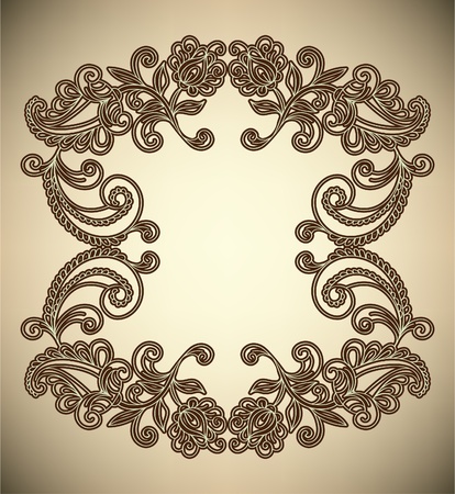 Vintage Frame with abstract flowersのイラスト素材
