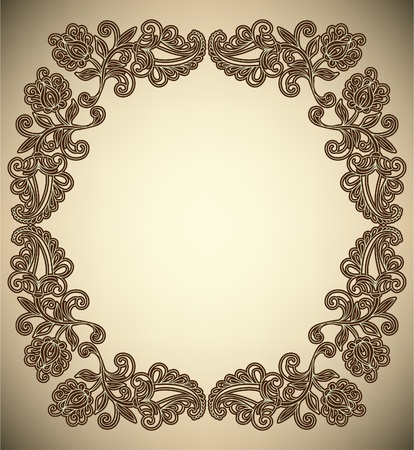 Vintage Frame with abstract flowersのイラスト素材