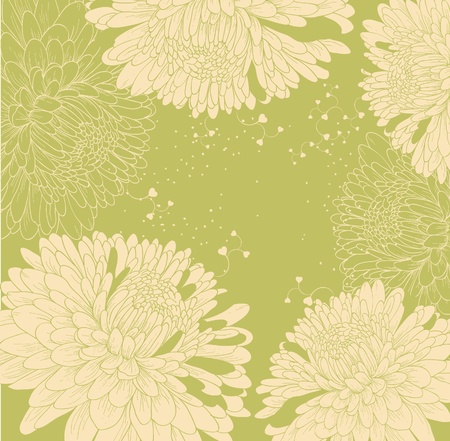 background with chrysanthemums and heart のイラスト素材