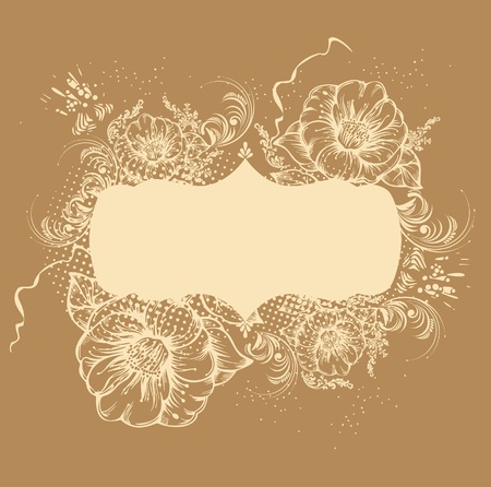 floral frame with hand drawn flowers のイラスト素材