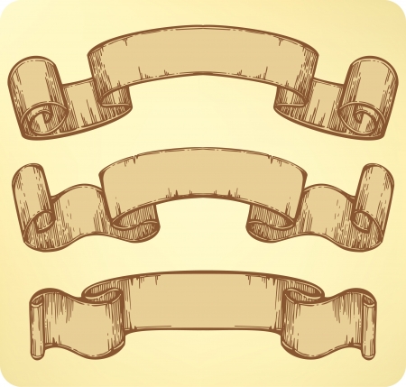 Collection of old banners, hand-drawing. illustration.のイラスト素材