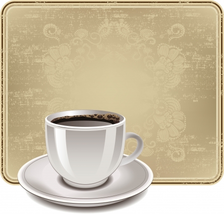 Vintage frame with a cup of coffee, vector illustration.のイラスト素材
