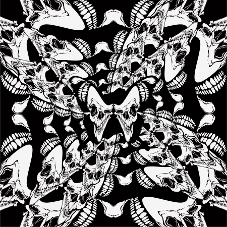 Pattern with skulls and butterfly. Vector illustration.のイラスト素材
