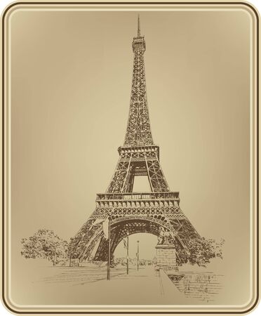 Eiffel Tower Paris France, hand drawing. Vector illustration.のイラスト素材