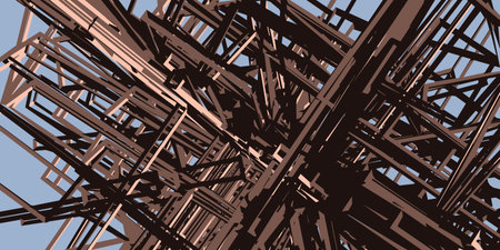 Abstract 3d rendering of chaotic structure. Futuristic background for business presentations.のイラスト素材